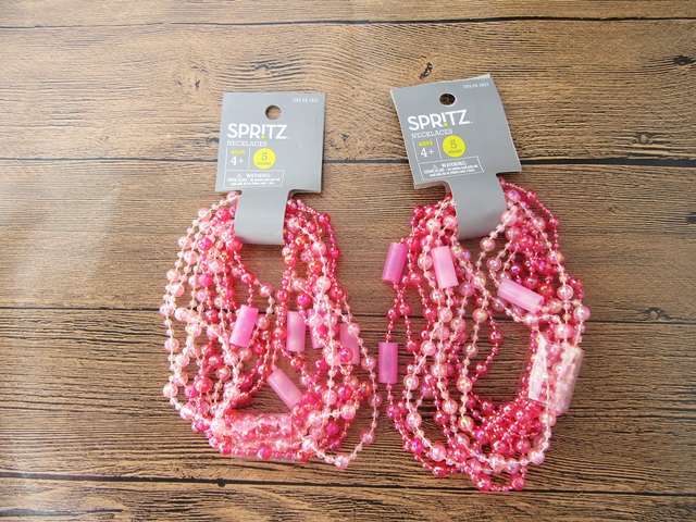 5Pkts X 5Pcs (25Pcs) Pink Fuschia Beaded Necklace 36cm Long - Click Image to Close