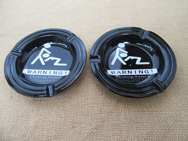 6X Black Metal Tin Ash Tray Ashtray Tobacco Cigarette Tray - Click Image to Close