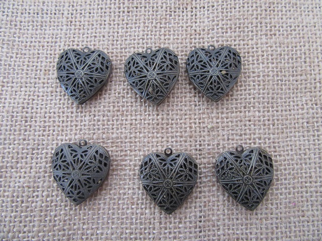 50Pcs Bronze Heart Shape Beads Pendants Charms Jewelry Finding - Click Image to Close