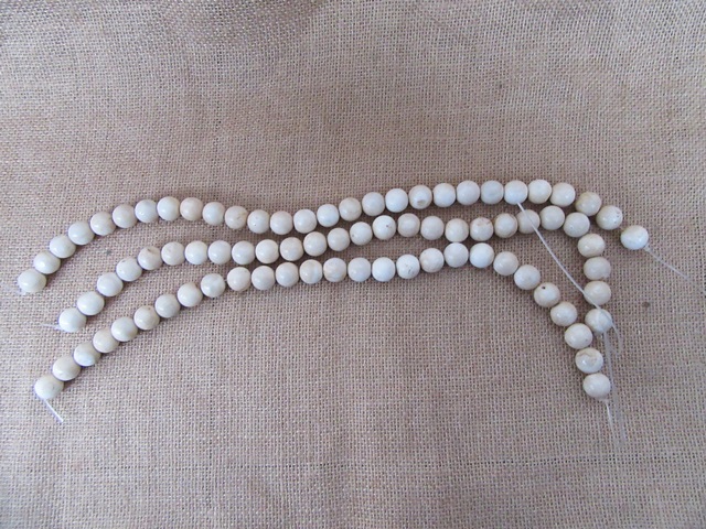 3Strands X 27Pcs White Round Genstone Beads 15mm Dia. - Click Image to Close