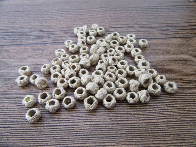 800Pcs Handmade Knitted Hemp Beads 3-5mm Dia. - Click Image to Close