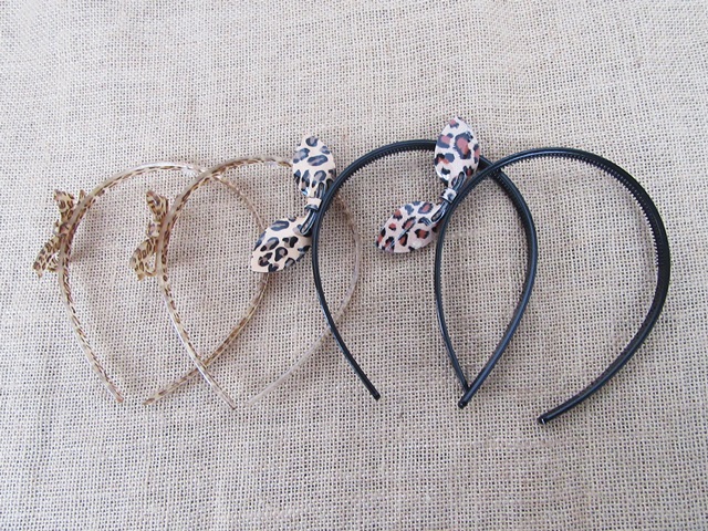 12X Fashion Leopard Hair Band Headband 8mm with Bowknot - Click Image to Close