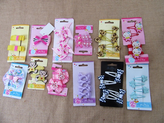 12Sheets BB Snap Hair Clips Hair Ties Assorted - Click Image to Close