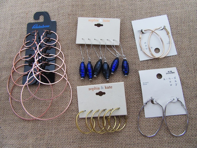 12Packets Metal Earring Hoop Studs Fashion Jewellry Assorted - Click Image to Close