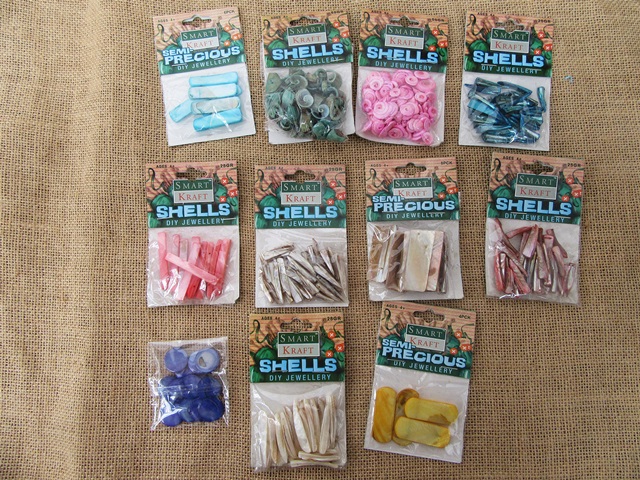 12Pkts DYED Shell Beads Pendants for Jewellry Making Assorted - Click Image to Close