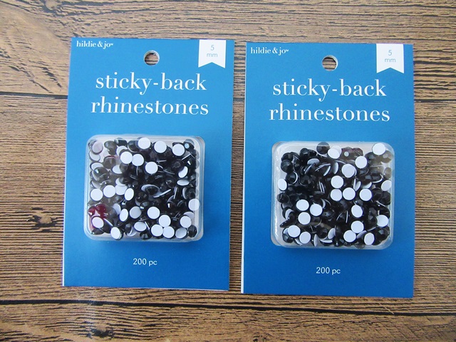 12Sheet x 200Pcs Black Sticky Back Rhinestones 5mm Retail - Click Image to Close