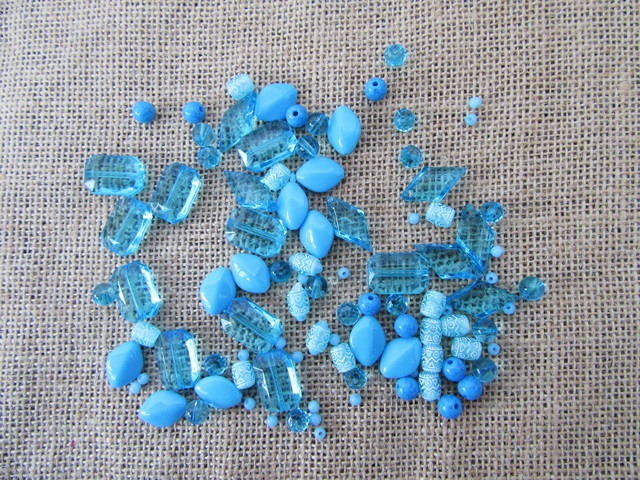 12Packets X 48Pcs Blue Beads for Jewellery Making Assorted - Click Image to Close