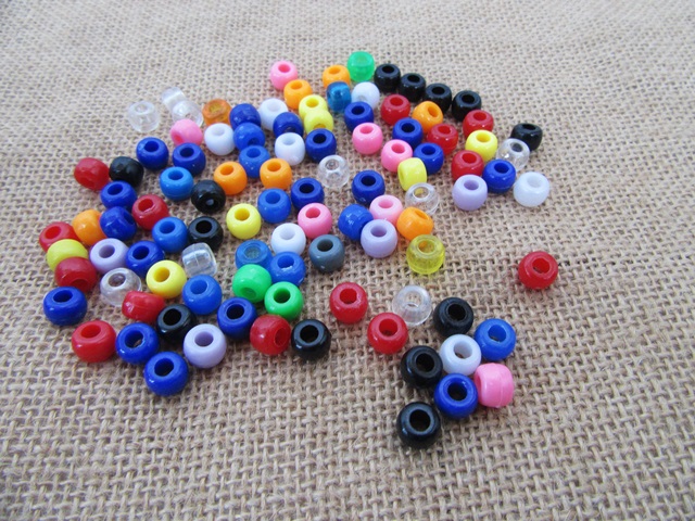 500Grams Plastic Barrel Pony Beads Loose Beads 8mm Mixed - Click Image to Close