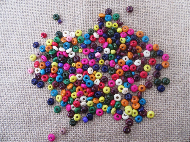 250Grams Flat Round Wooden Loose Beads for Crafts - Click Image to Close