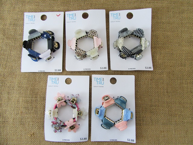 10Sheets X 6Pcs Kids MINI Claw Hair Clips Hairclips Assorted - Click Image to Close