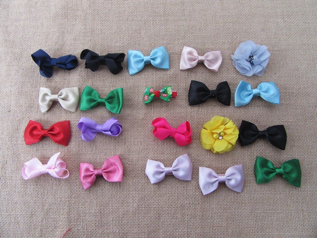 20Pcs Hair Clip Hairpins Hair Ornaments with Bowknot For Girls A - Click Image to Close