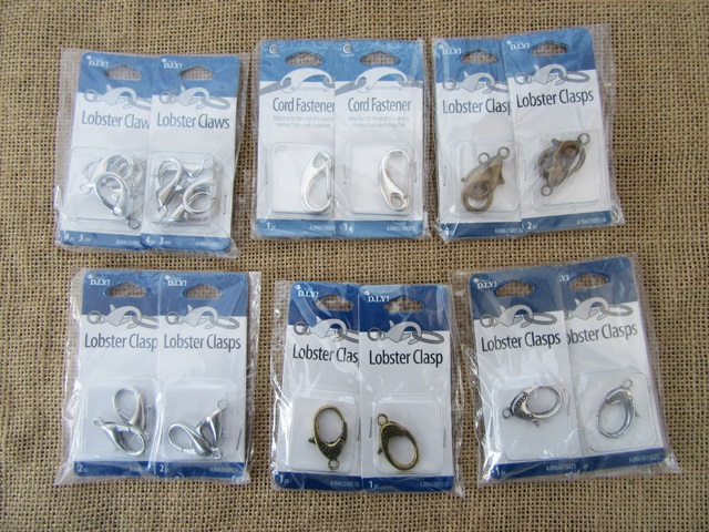 12Packets Lobster Claws Cord Fastener Lobster Clasp Mixed - Click Image to Close