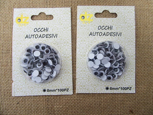 12Sheets X 100Pcs Round Adhensive Googly Eyes Movable Eyes Craft - Click Image to Close