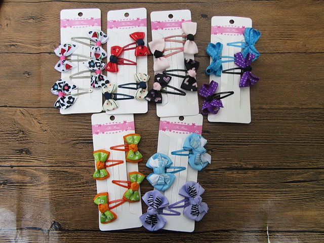 6Sheet x 4Pcs BB Snap Sleepies Hair Clips with Bowknot - Click Image to Close