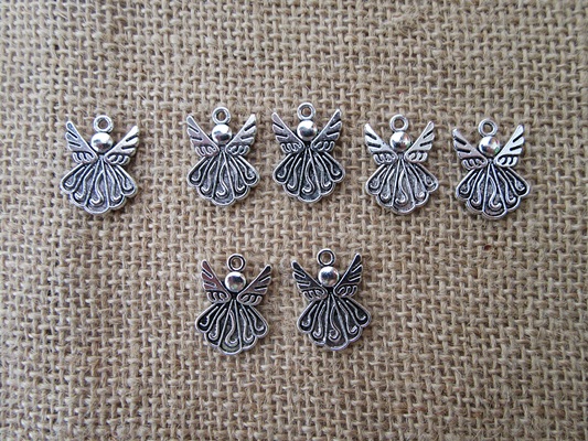 100Pcs Alloy Flat Angel Beads Charms Pendants Wholesale - Click Image to Close