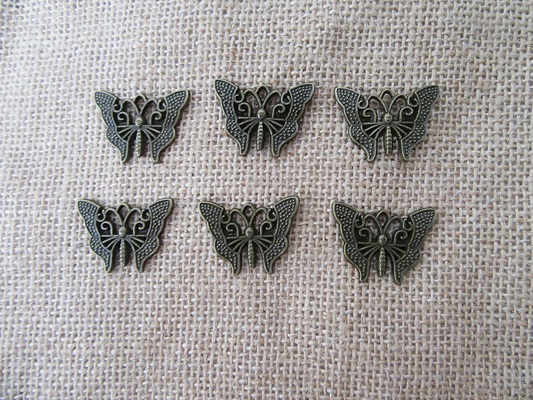 100Pcs Alloy Bronze Butterfly Beads Charms Pendants Wholesale - Click Image to Close