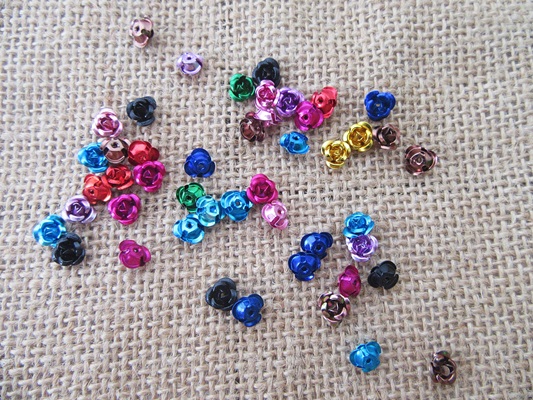 1100pcs Aluminium Craft Rose Flower Beads Findings 7mm - Click Image to Close