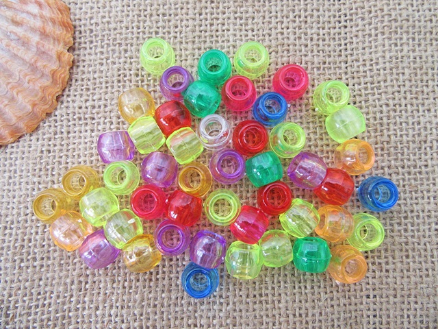 24Sheet x 200Pcs Clear Colorful Barrel Pony Beads Dreadlock Bead - Click Image to Close