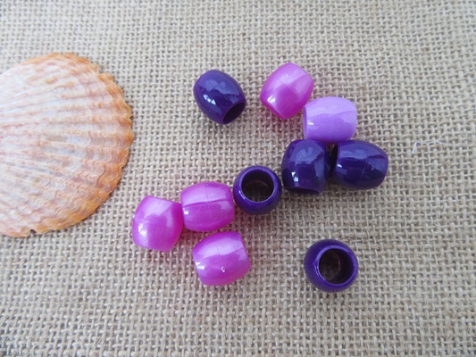 24Sheets x 24Pcs Purple Barrel Pony Beads Dreadlock Bead - Click Image to Close