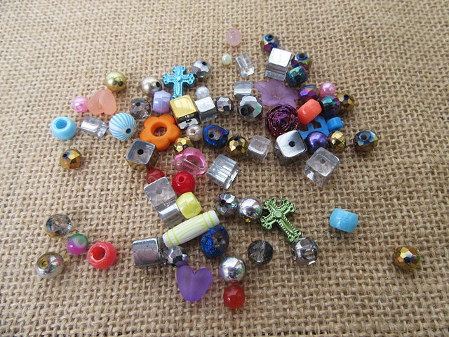 250gram Various Cube Round Plastic Beads for Craft Jewelry Makin - Click Image to Close