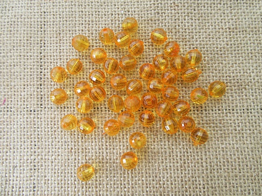 600Pcs Orange Acrylic Faceted Round European Beads 10mm - Click Image to Close