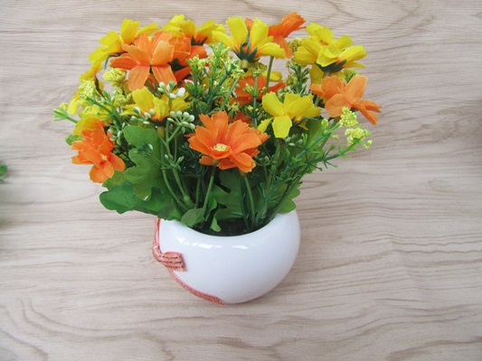 6Pcs Beatiful Artificial Flower In Pot Home Garden Party Decorat - Click Image to Close