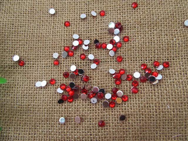 3Sheets x 180Pcs Red Flatback Acrylic Gemstones Rhinestones 5mm - Click Image to Close