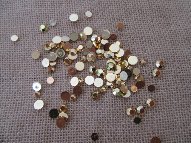 250Gram Golden Color Round Flatback Acrylic Gemstones Rhinestone - Click Image to Close