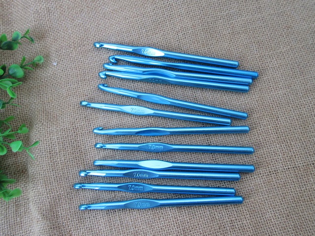 12Pcs Blue Aluminum Crochet Hook Knitting Needle Craft Tools 7.0 - Click Image to Close