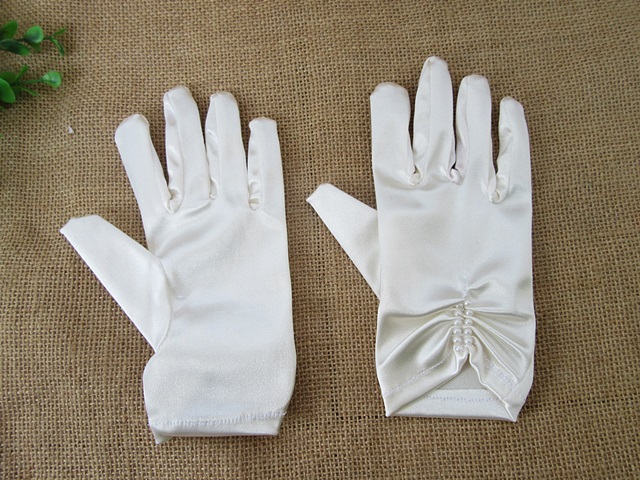 10Pairs Ivory Short Satin Gloves Bridal Glove Wedding Party Favo - Click Image to Close