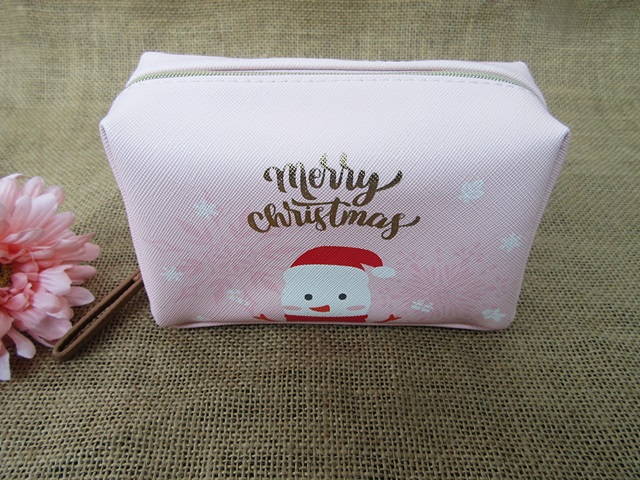 1Pc Pink Merry Christmas Cosmetic Make up Jewellery Storage Box - Click Image to Close