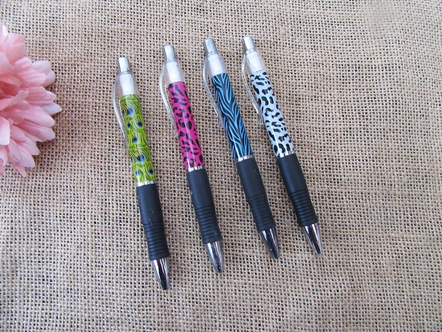 6Sheets x 4Pcs Retractable Ball Point Pen Black Ink Ball Pen - Click Image to Close