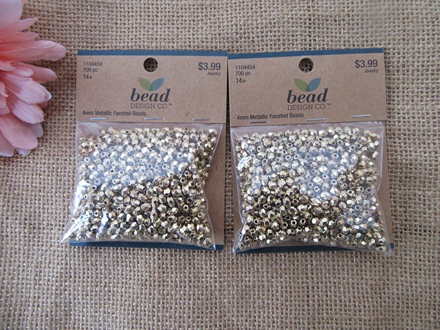 3Sheets x 700Pcs Metallic Faceted Bead DIY Jewellery Making 4mm - Click Image to Close