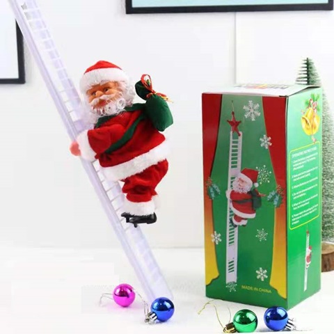 1Pc Battery Operate Santa Climbing in a Ladder Home Christmas - Click Image to Close