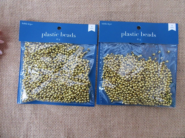 3Sheets x 41g Golden Round Plastic Beads DIY Jewellery Making - Click Image to Close