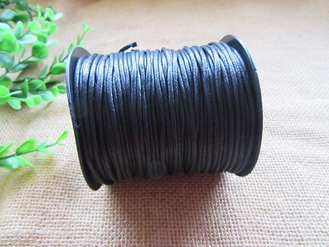 1Rolls x 100Yds Black Beading Silky Cord Jewlery Rope 2mm - Click Image to Close