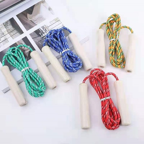 6Pcs Wooden Handle Jump Ropes Skipping Ropes Fitness Equipment f - Click Image to Close