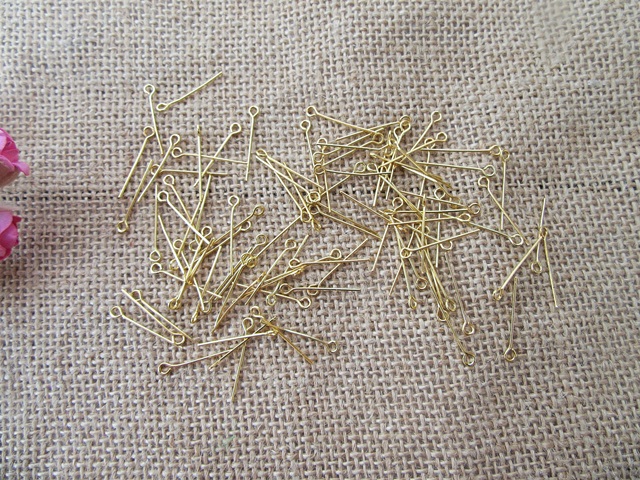 9Packs Golden Plated Eye Pins Jewelry Making Finding Assorted - Click Image to Close