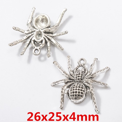 50Pcs Spider Beads Pendants Charms Jewelry Finding 26x25x4mm - Click Image to Close