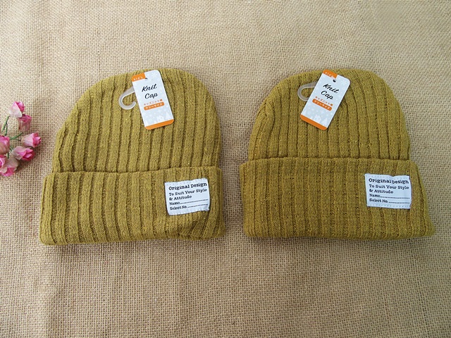 6Pcs Yellow Bonnet Hat Warm Beanie Hat Winter Warm Cap - Click Image to Close