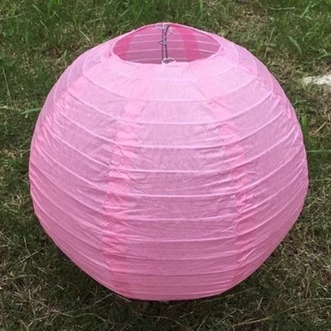 12Pcs New Plain Pink Round Paper Lantern Wedding Favor 15cm - Click Image to Close