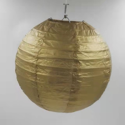 12Pcs New Plain Golden Round Paper Lantern Wedding Favor 15cm - Click Image to Close