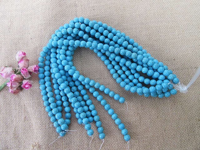 10 String x 40Pcs Rare Turquoise 10mm Round Beads - Click Image to Close