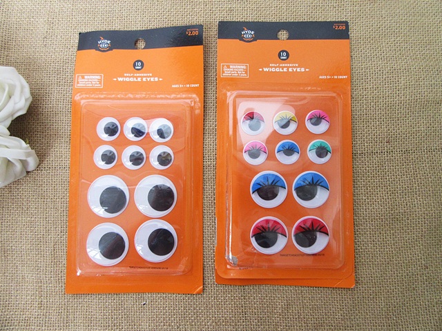 5Sheets x 10Pcs Self-Adhesive Joggle Eyes/Movable Eyes/Wiggle Ey - Click Image to Close