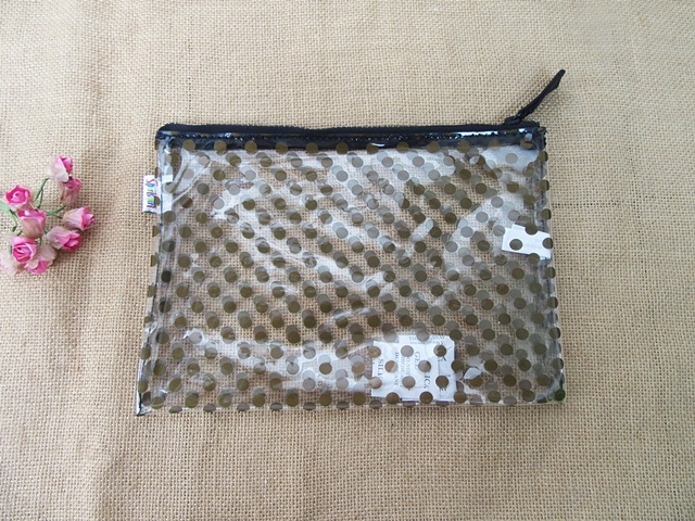4Pcs Clear Dotted Pencil Case Zipper Bag Makeup Bag Pouch Purse - Click Image to Close