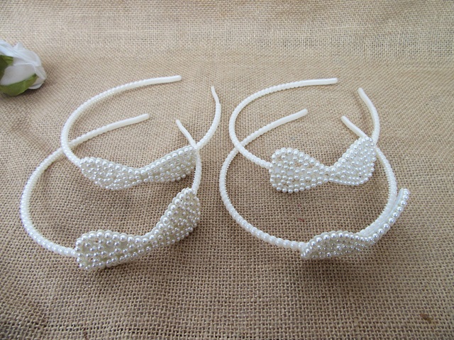 12Pcs Simulate Pearl Beaded Bowknot Headband Hair Band Hair Hoop - Click Image to Close