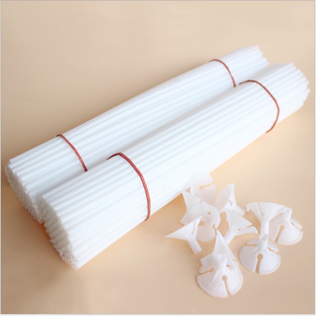 144Sets White Plastic Balloon Sticks Holders with Cups - Click Image to Close