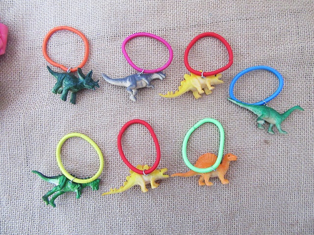 30Pcs Elastic Hair Bands Scrunchies Hair Ties w/Dinosaurs Hair - Click Image to Close