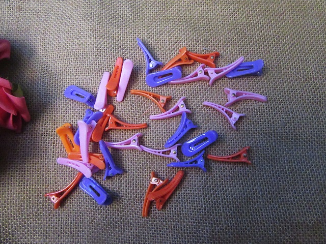 100Pcs Hair Clips Single Prong Findings Mixed Color - Click Image to Close