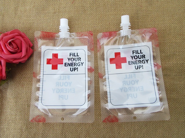 6Packs x 4Pcs Funny Novelty Drink Bag Fill Your Energy Up Hallow - Click Image to Close